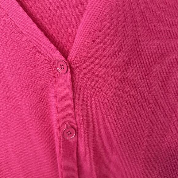 J. Crew Barbie Pink 100% Merino Wool Cardigan Sweater Size XL 2365 - Picture 7 of 8